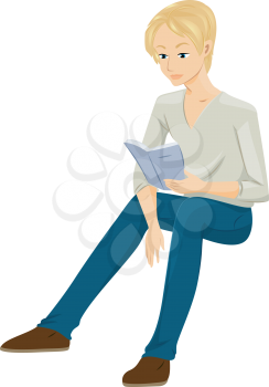 Royalty Free Clipart Image of a Young Man Reading