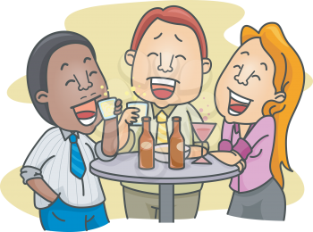 Royalty Free Clipart Image of People Out For Drinks