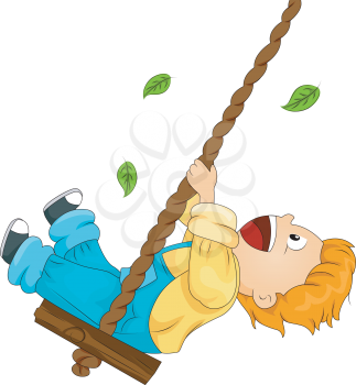 Royalty Free Clipart Image of a Child on a Swing