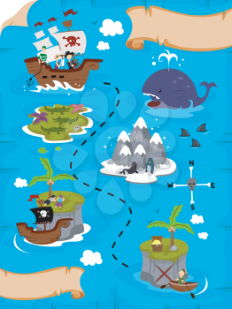Royalty Free Clipart Image of a Treasure Map