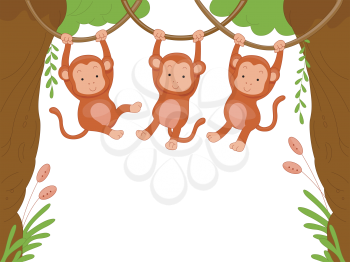 Royalty Free Clipart Image of Three Monkeys