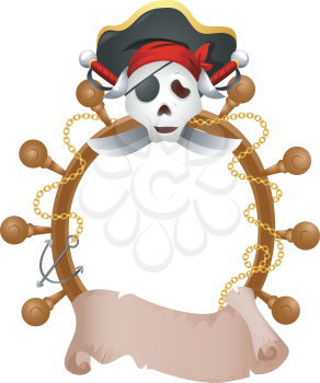 Royalty Free Clipart Image of a Pirate Themed Frame