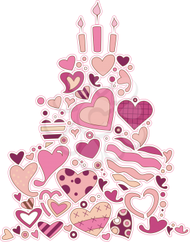 Royalty Free Clipart Image of a Heart Doodle Cake