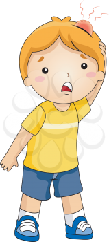 Royalty Free Clipart Image of a Child With a Bump on His Head