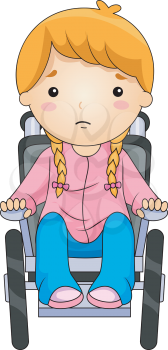 Royalty Free Clipart Image of a Child in a Wheelchair