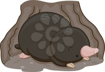 Royalty Free Clipart Image of a Mole Underground
