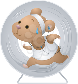 Royalty Free Clipart Image of a Hamster on a Wheel