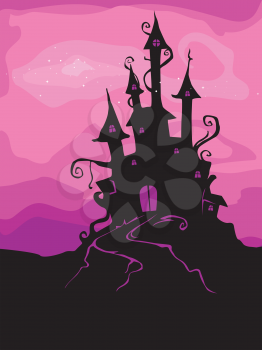 Royalty Free Clipart Image of a Haunted Castle