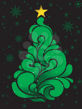 Royalty Free Clipart Image of a Swirly Tree