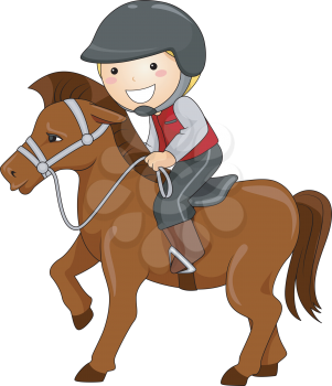 Royalty Free Clipart Image of a Boy Riding a Horse