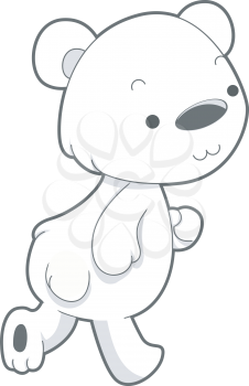 Royalty Free Clipart Image of a Polar Bear Walking on Its Hind Legs