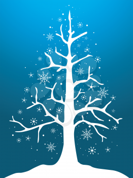 Royalty Free Clipart Image of a Bare Tree in the Snow