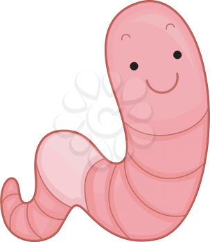 Royalty Free Clipart Image of a Pink Earthworm