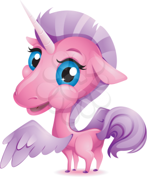 Royalty Free Clipart Image of a Baby Unicorn