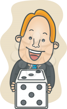 Royalty Free Clipart Image of a Man With a Die