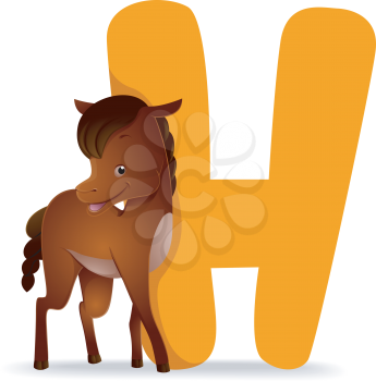 Royalty Free Clipart Image of a Horse With an H