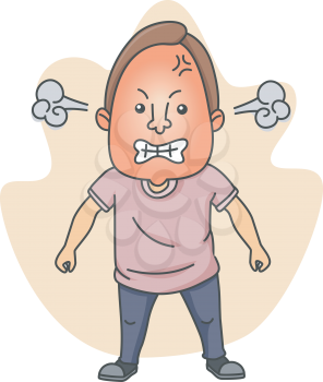 Royalty Free Clipart Image of a Man Fuming