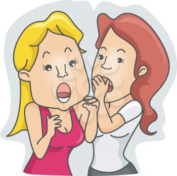 Royalty Free Clipart Image of Two Women Whispering