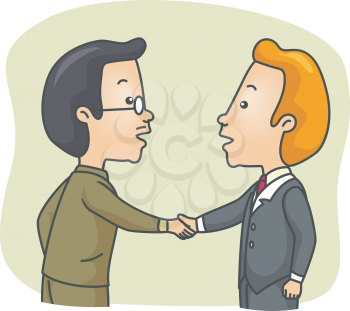 Royalty Free Clipart Image of a Two Men Shaking Hands