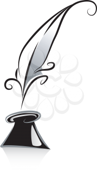 Royalty Free Clipart Image of a Quill and Inkwell