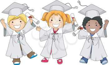 Royalty Free Clipart Image of a Group of Graduates