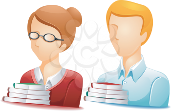 Royalty Free Clipart Image of Two People With Books