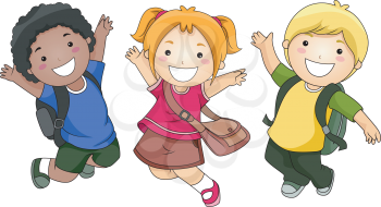 Royalty Free Clipart Image of a Group of Happy Children Jumping