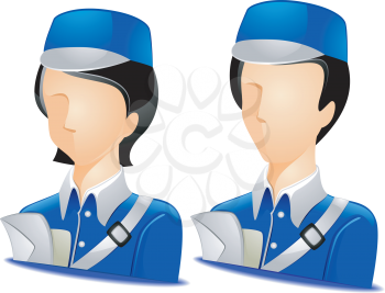 Royalty Free Clipart Image of Faceless Couriers