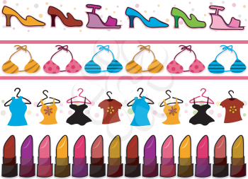Royalty Free Clipart Image of Borders With Fashion Items