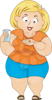 Royalty Free Clipart Image of a Woman Taking a Pill