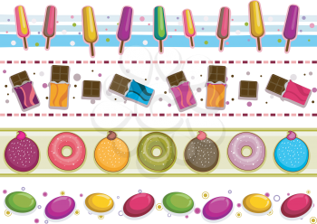Royalty Free Clipart Image of a Collection of Food Borders