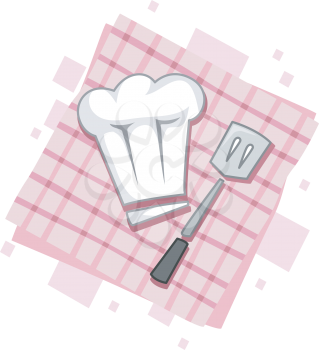 Royalty Free Clipart Image of a Chef's Hat and Lifter
