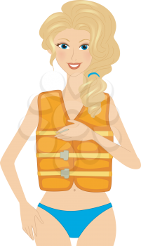 Royalty Free Clipart Image of a Girl Wearing a Life Vest