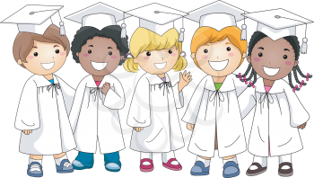 Royalty Free Clipart Image of a Group of Little Graduates