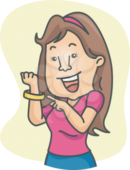 Royalty Free Clipart Image of a Woman Wearing Advocacy Bracelet