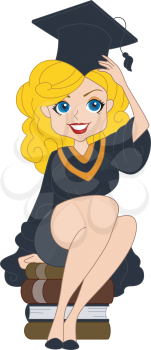Royalty Free Clipart Image of a Pin-Up Graduate