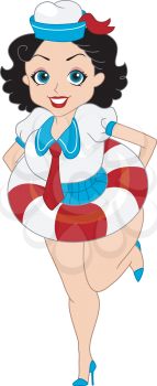 Royalty Free Clipart Image of a Pin-Up Sailor Girl