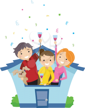 Royalty Free Clipart Image of People Having a Party