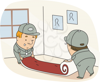 Royalty Free Clipart Image of Carpet Installers