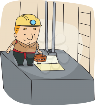 Royalty Free Clipart Image of an Elevator Mechanic