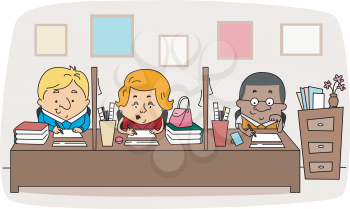 Royalty Free Clipart Image of Faculty Members at Work