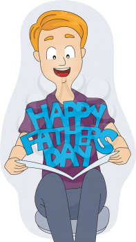 Royalty Free Clipart Image of a Man Opening a Father's Day Card