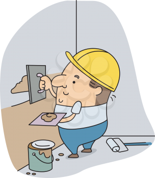 Royalty Free Clipart Image of Plasterer at Work