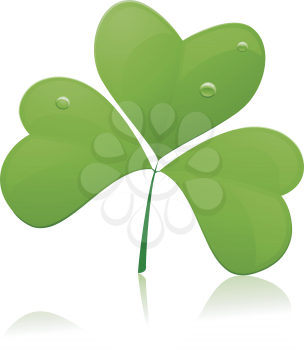 Royalty Free Clipart Image of a Shamrock and Reflection