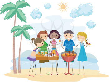 Royalty Free Clipart Image of a Barbecue Party
