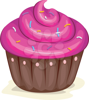 Royalty Free Clipart Image of a Cupcake With Sprinkles