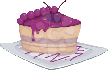 Royalty Free Clipart Image of a Slice of Blueberry Cake