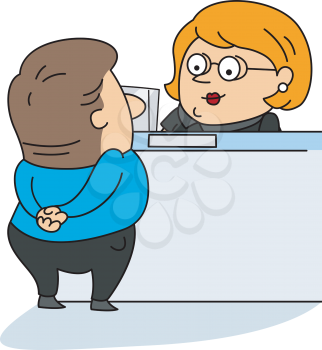 Royalty Free Clipart Image of a Bank Teller