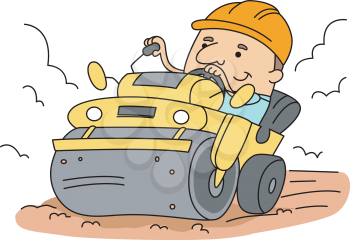 Royalty Free Clipart Image of Man Operating a Roller