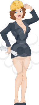 Royalty Free Clipart Image of a Pin-Up Engineer